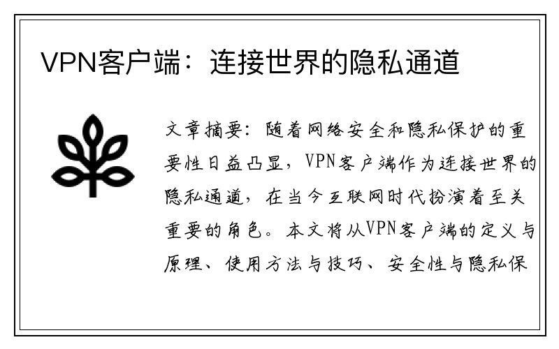 VPN客户端：连接世界的隐私通道